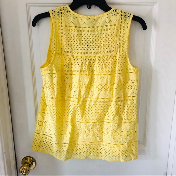 NWT LUCKY BRAND lace eyelet yellow boho blouse - Picture 2 of 8